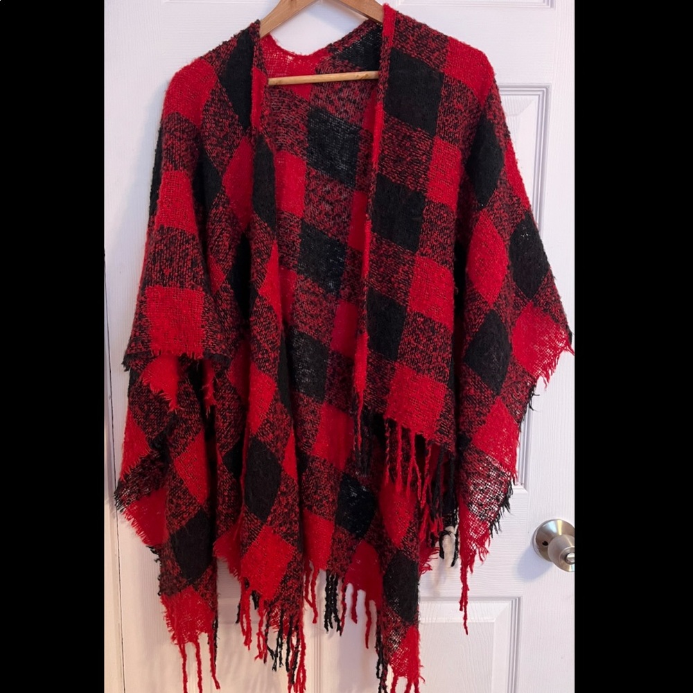 Black and red poncho